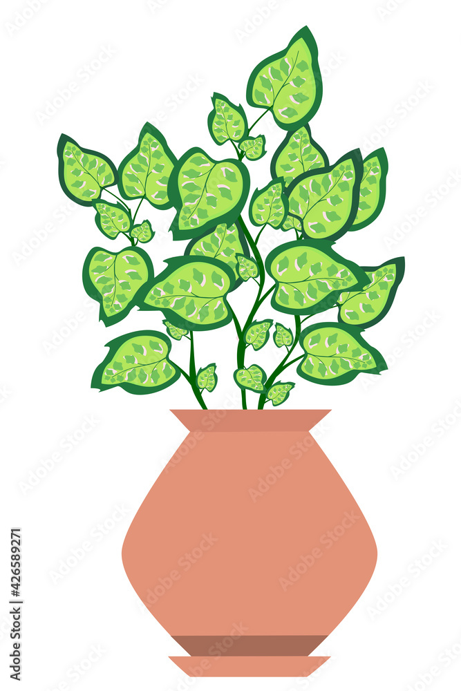 Flower in a pot. Vector. Cartoon. Drawing in a flat style. Flower in a pot. Vector. Cartoon. Drawing in a flat style.