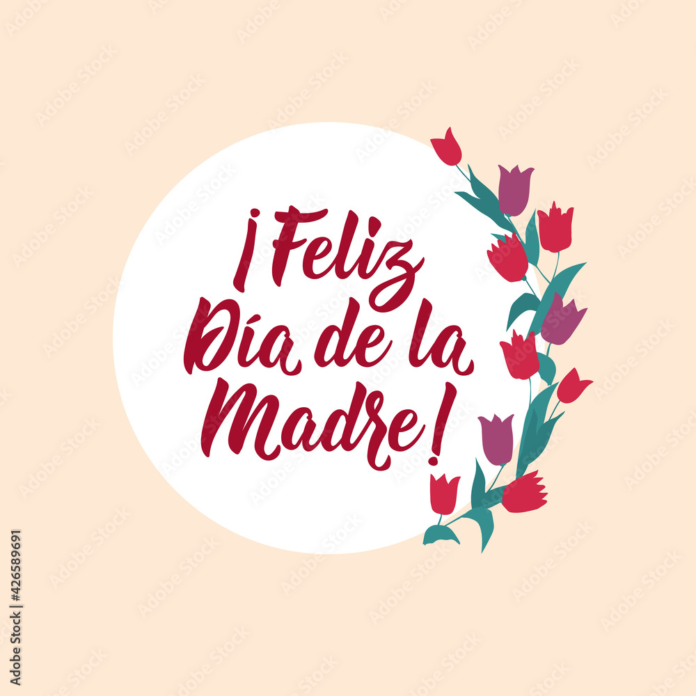 Happy Mother's Day - in Spanish. Lettering. Ink illustration. Modern brush  calligraphy. Feliz Dia de la Madre Stock Vector