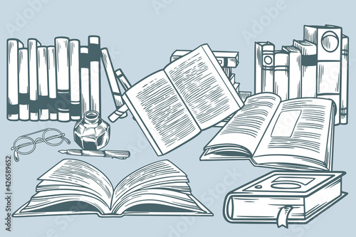 book sketch drawing, hand d...