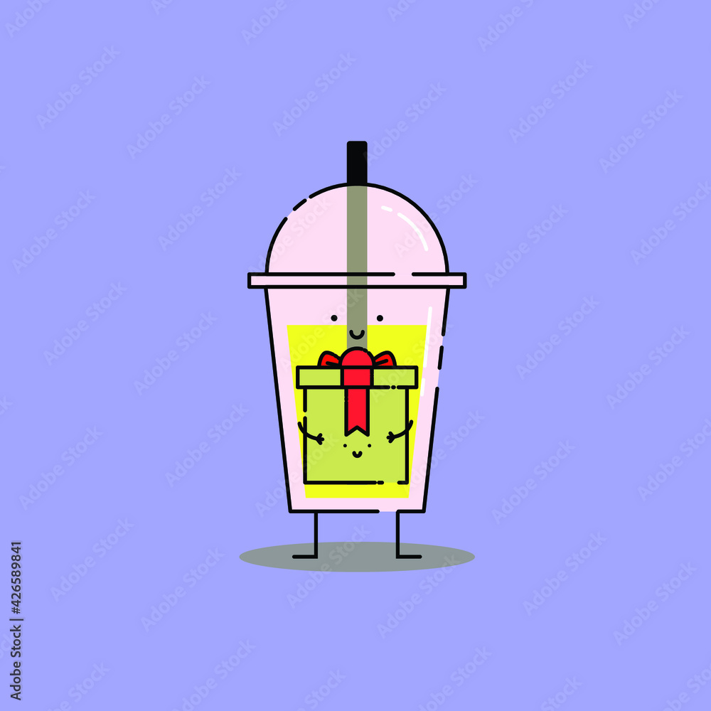 Cute softdrink hold gift box Illustration. modern simple food vector icon, flat graphic symbol in trendy flat design style. wallpaper. lockscreen. pattern. frame, background, backdrop, sign, logo. Cute softdrink hold gift box Illustration. modern simple food vector icon, flat graphic symbol in trendy flat design style. wallpaper. lockscreen. pattern. frame, background, backdrop, sign, logo.