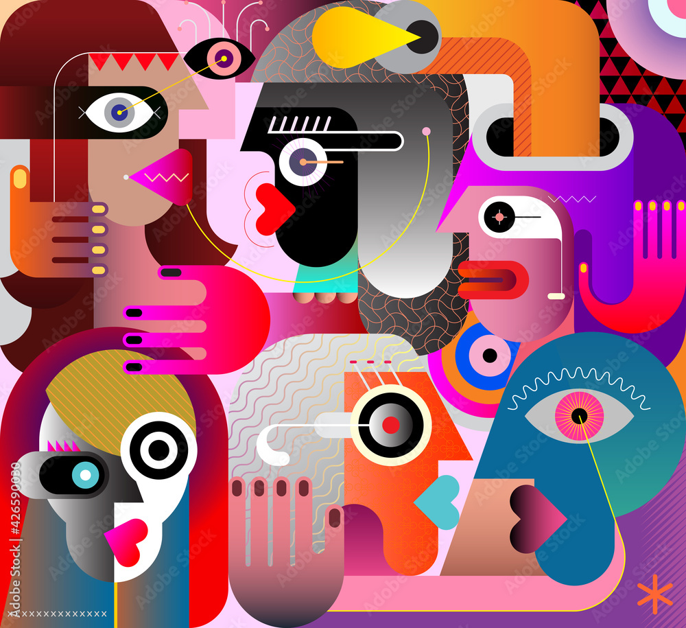 Large Group of Diverse People. Large group of various people abstract ...