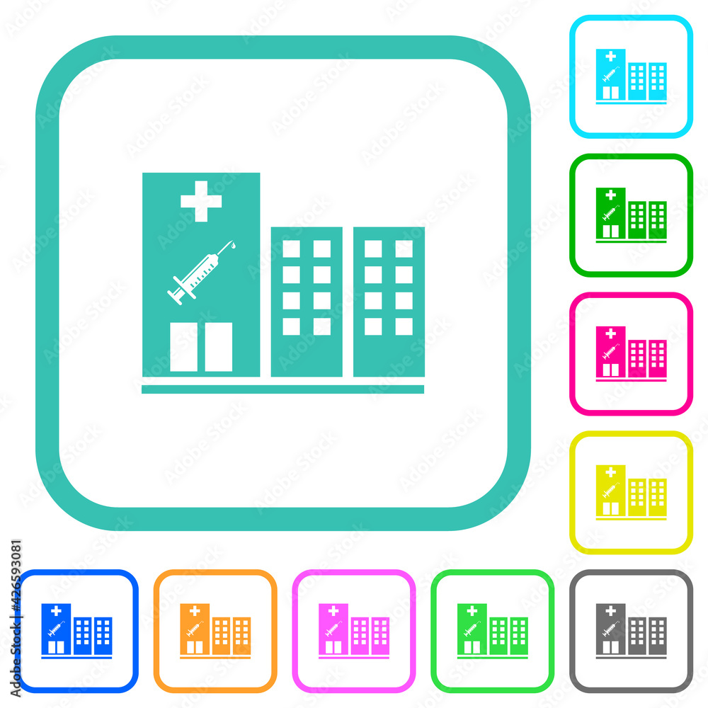 Vaccination station vivid colored flat icons Vaccination station vivid colored flat icons
