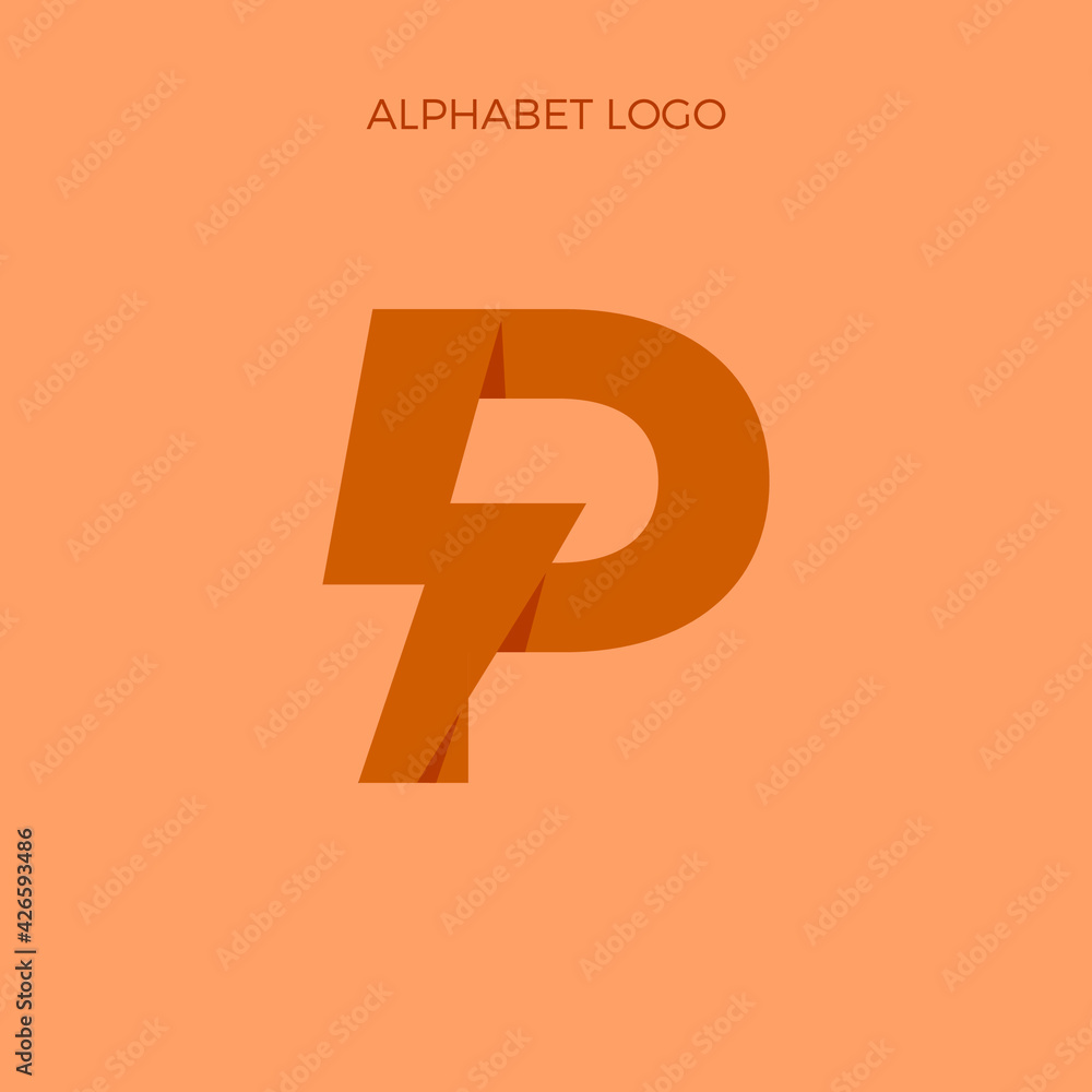 alphabet icon logo simple with thunderstorm or lightening bolt