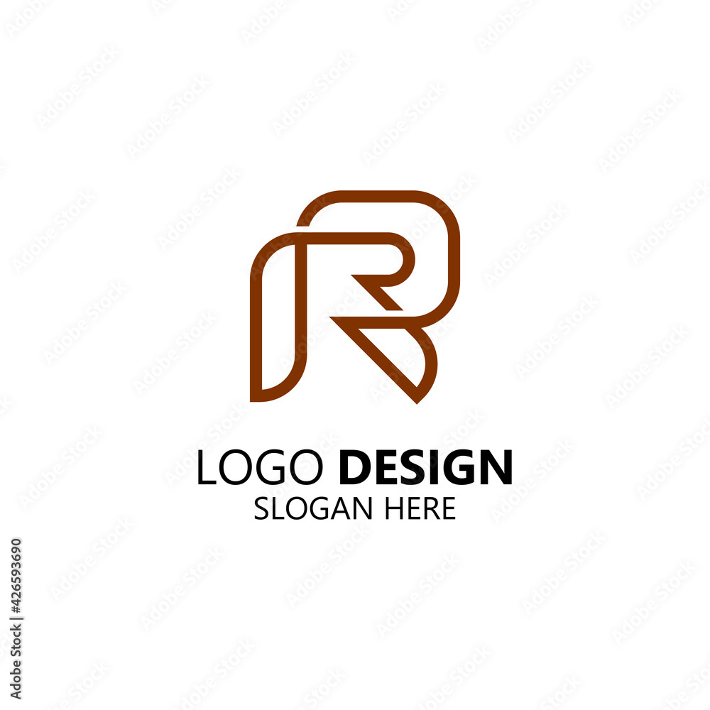 letter R with monoline logo design letter R with monoline logo design