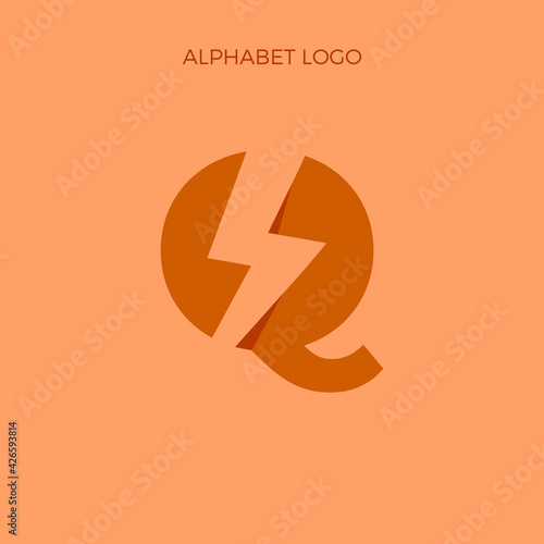 alphabet icon logo simple with thunderstorm or lightening bolt