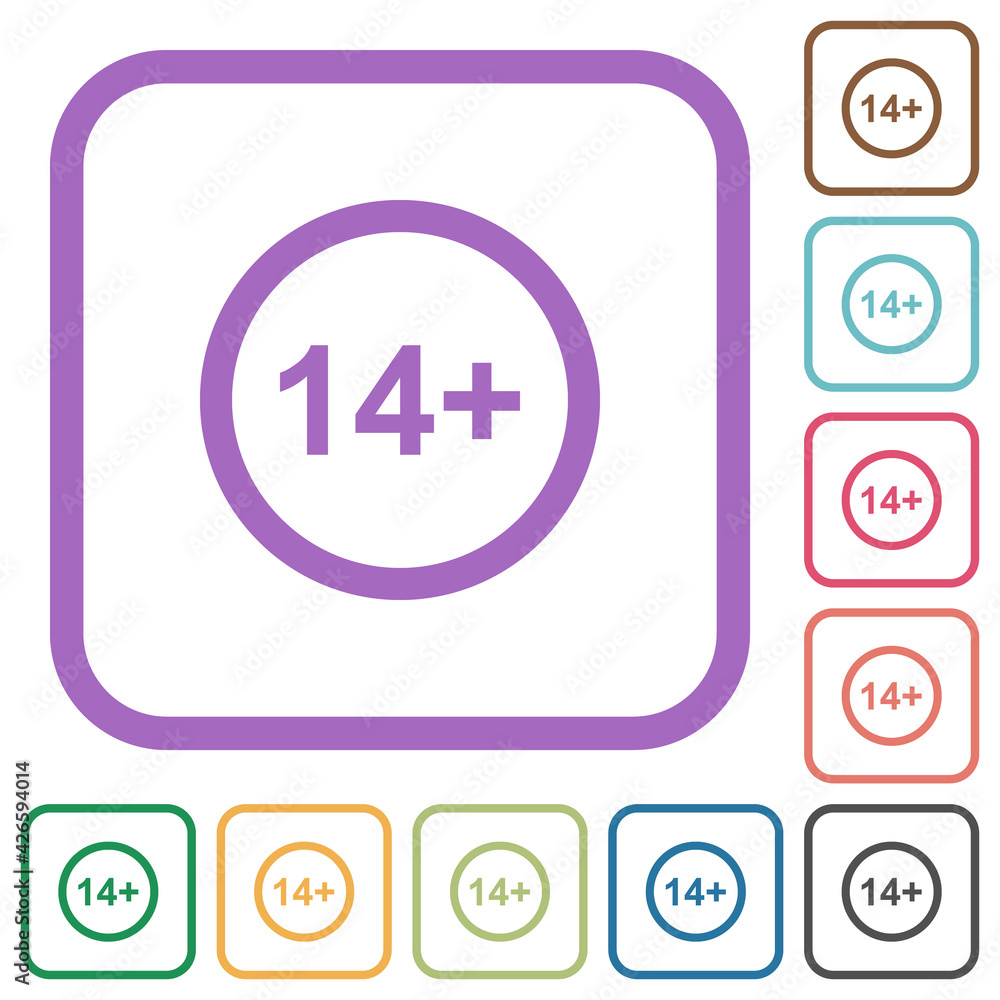 Allowed above 14 years only simple icons Allowed above 14 years only simple icons