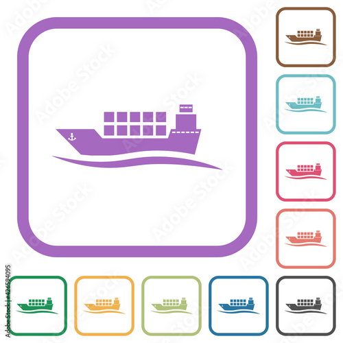 Freighter with wave simple icons