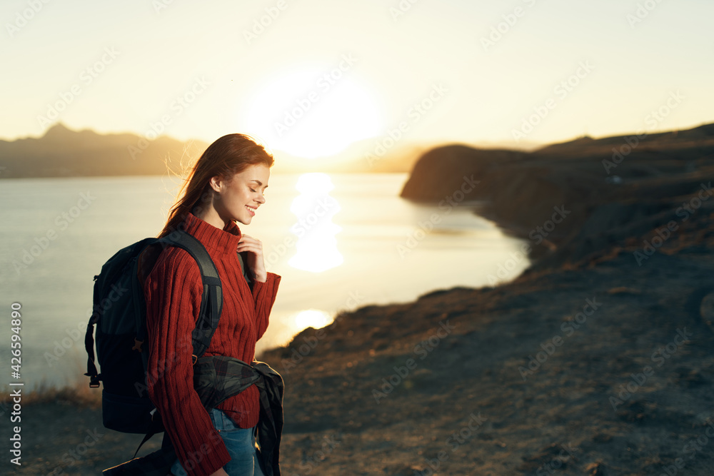 woman with backpack travel freedom walk lifestyle woman with backpack travel freedom walk lifestyle