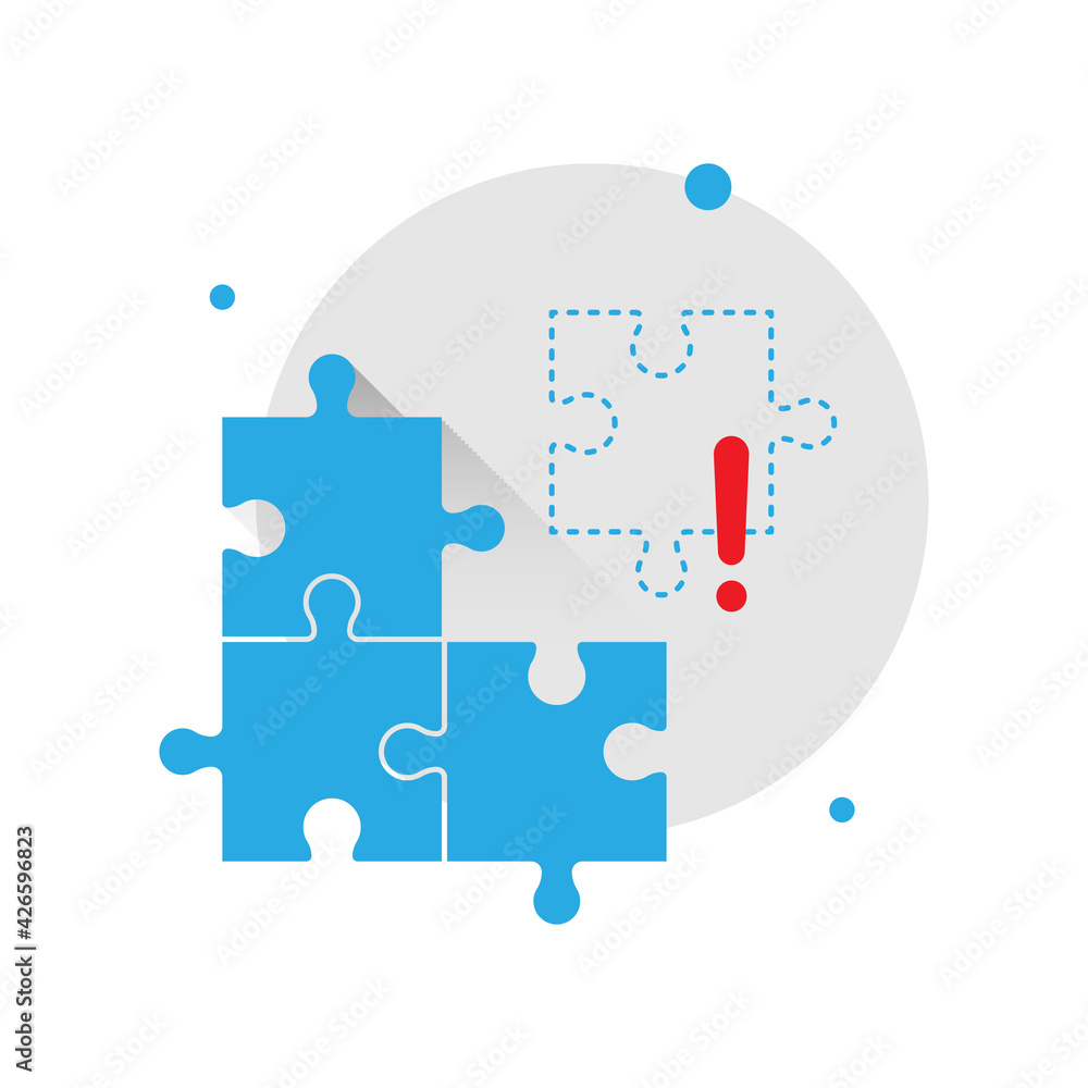 jigsaw puzzle, lost, incomplete data concept illustration flat design ...