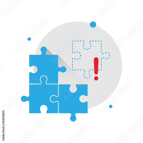 jigsaw puzzle, lost, incomplete data concept illustration flat design vector eps10. simple and modern graphic element for landing page, empty state ui, infographic