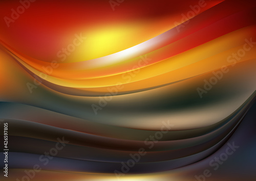 Abstract Red Yellow and Blue Shiny Wave Background