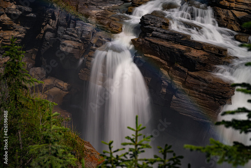 Waterfall in Maligne Canyon in Jasper National Park, Canada