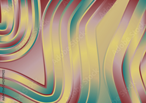 Abstract Red Yellow and Blue Wavy Geometric Background Illustration