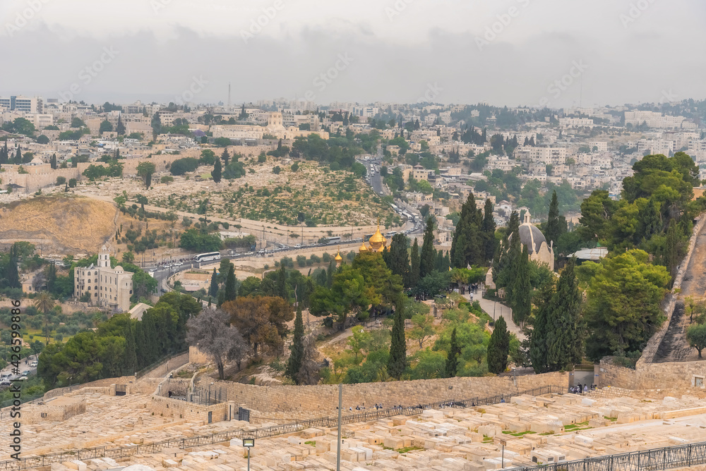 The old city Jerusalem. Important world holy places. Israel landmarks