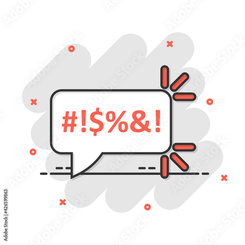 Shout speech bubble icon in comic style. Complain vector cartoon illustration on white isolated background. Angry emotion business concept splash effect.