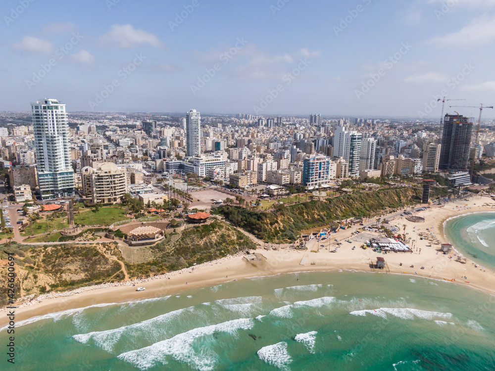 Naklejka premium Netanya Israel - Looking at the world from a height