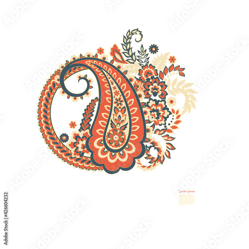 Damask Floral Paisley isolated Vector pattern