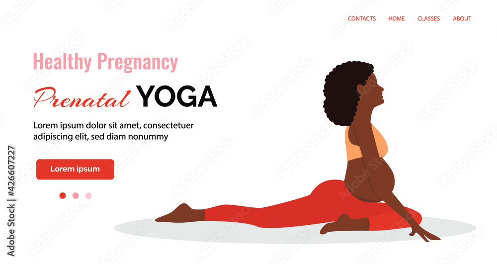 Black woman yoga. Pregnant yoga banner. Vector illustration, eps 10 Black woman yoga. Pregnant yoga banner. Vector illustration, eps 10