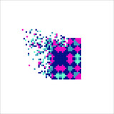 Pixel dispersed filled rectange, illustration for graphic design