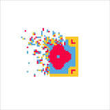 Pixel dispersed filled rectange, illustration for graphic design