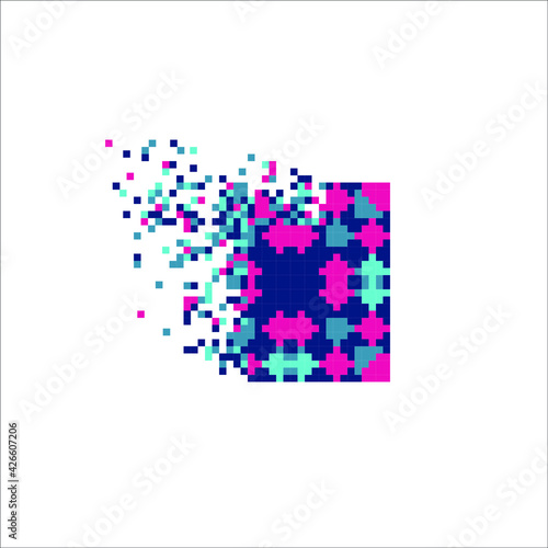 Pixel dispersed filled rectange, illustration for graphic design