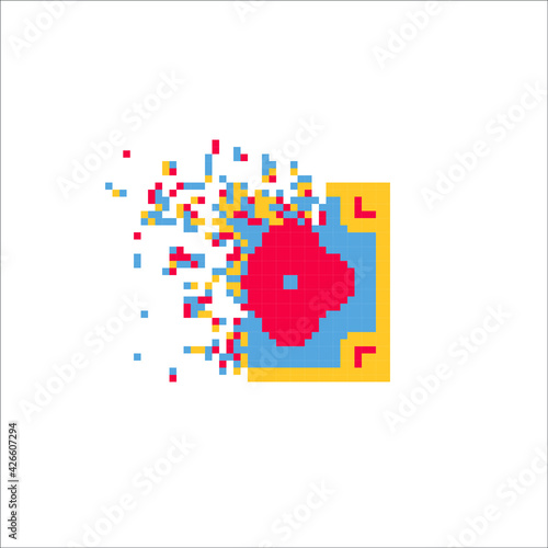 Pixel dispersed filled rectange, illustration for graphic design