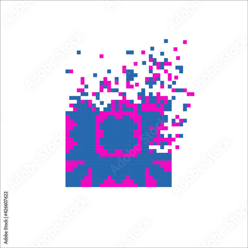 Vector Pixel tile with disintegration effect, illustration for graphic design