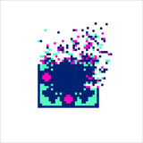 Digital Pixel dispersed filled rectange, illustration for graphic design