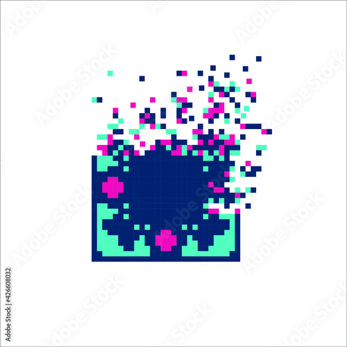Digital Pixel dispersed filled rectange, illustration for graphic design