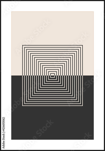 Minimal 20s geometric design poster, vector template with primitive shapes