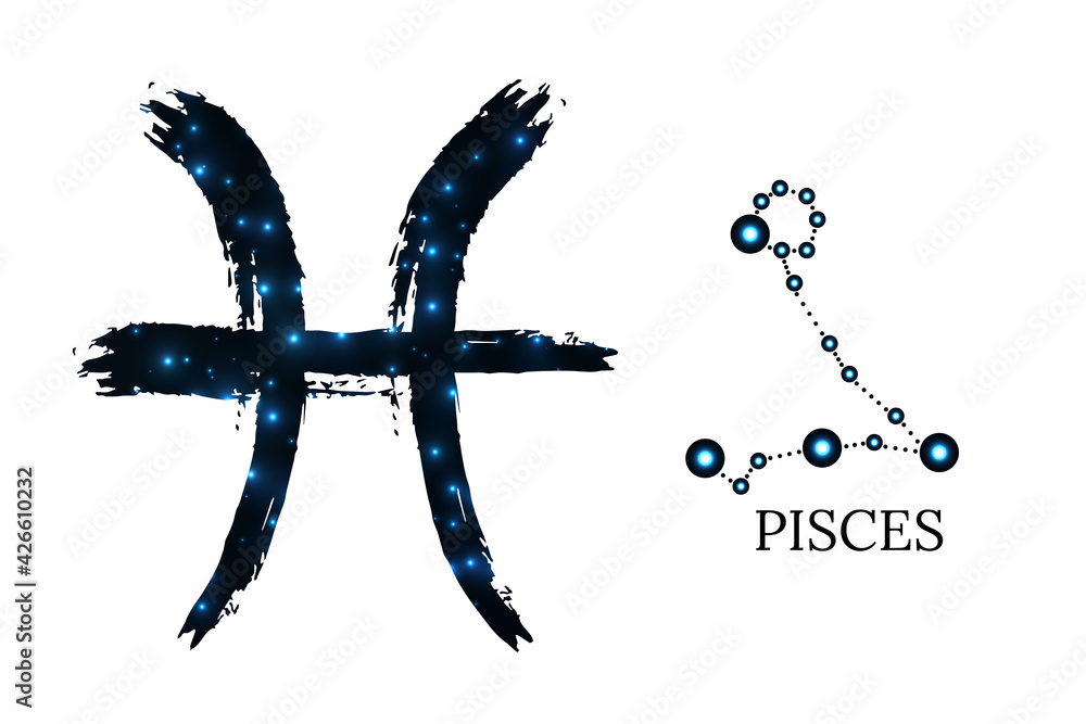 Zodiac sign with text. pisces symbol isolated on white background ...