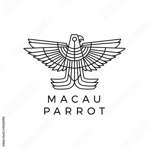 macaw parrot monoline logo vector icon illustration