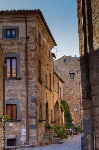 Civita di Bagnoregio is one of the most beautiful and characteristic Italian villages with corner of a quaint hill town, tiny alleys with the typical low-rise houses,typical of Medieval architecture.