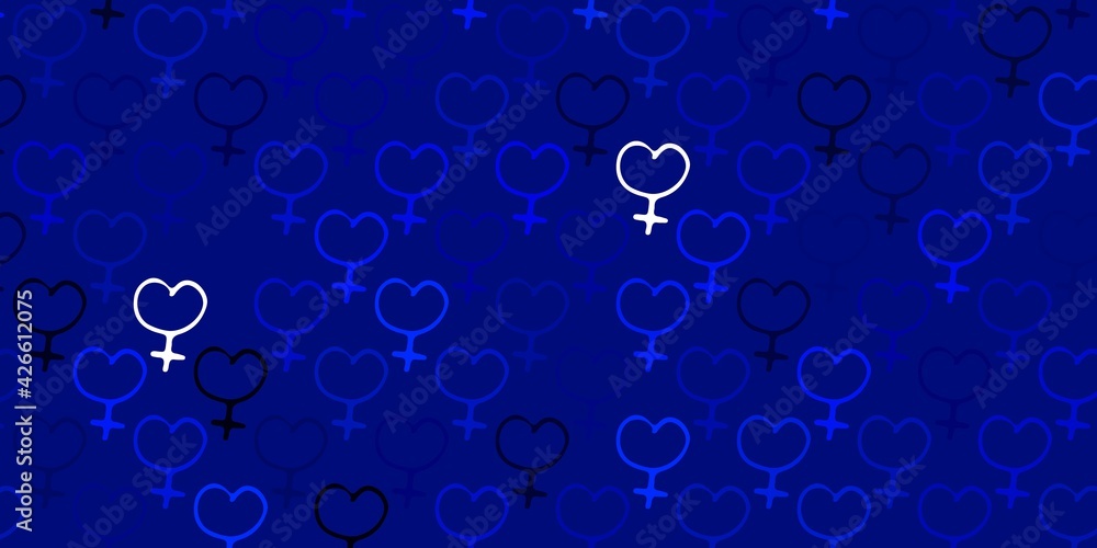Light BLUE vector texture with women's rights symbols. Light BLUE vector texture with women's rights symbols.