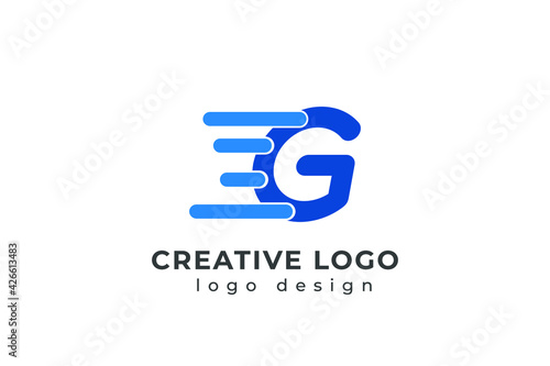 Motion Speed Line Letter G Logo Design Template Element.