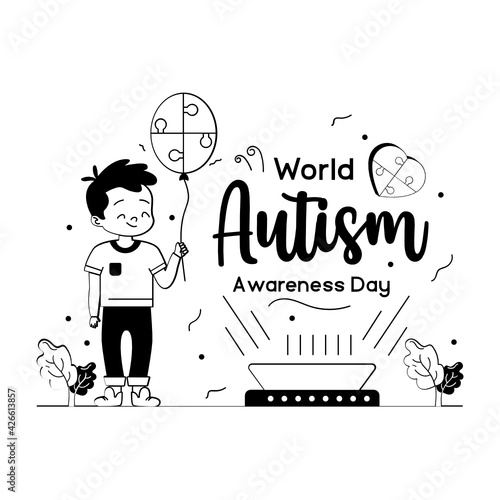 
Very well designed glyph illustration of autism awareness balloon 

