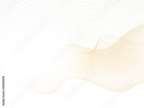 Abstract Waves With Dotted Background In White Color.