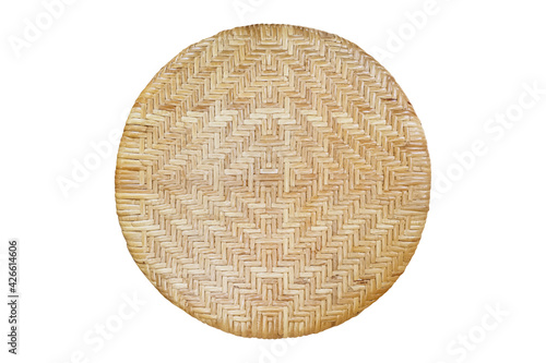 Pattern of weave of the reed mat on white background