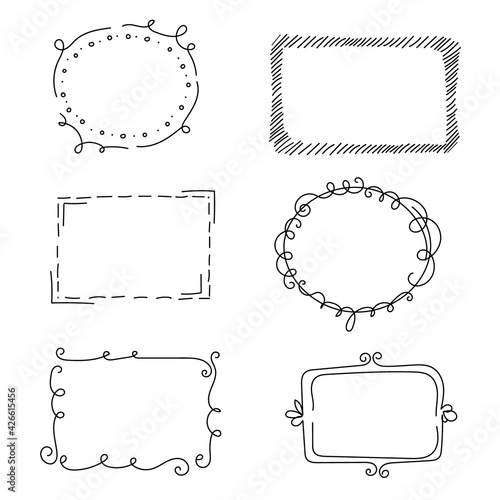 Decorative frames with monograms and wavy elements, curls. Hand-drawn elements. Edgings for your design. Isolated.Vector illustration.