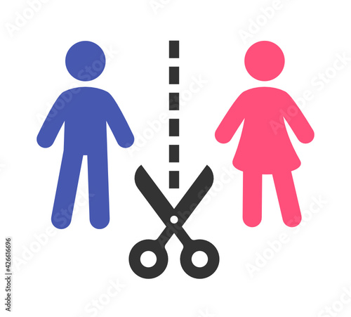 Divorce icon vector illustration. Unsuccessful marriage.