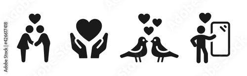 Love, care, in love, Relationship, love icon symbol set. Valentine concept.