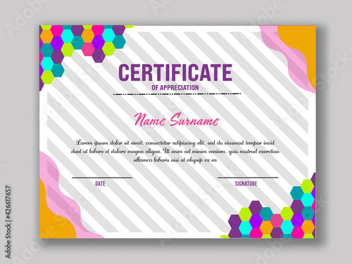 Editable Certificate Of Appreciation Template Layout With Abstract Patterns.