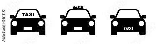 Taxi car vector icon. Car service flat simple icons collection. Transportation signs isolated on white background. Vector illustration.
