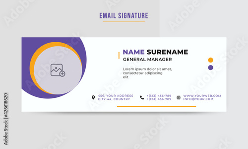 Email Signatures Template layout or email footer with an author photo place