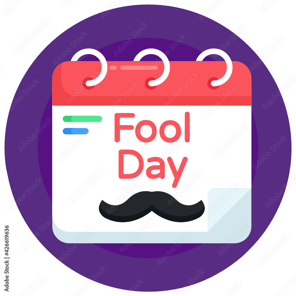 Fototapeta premium An april fools day calendar icon in flat round design