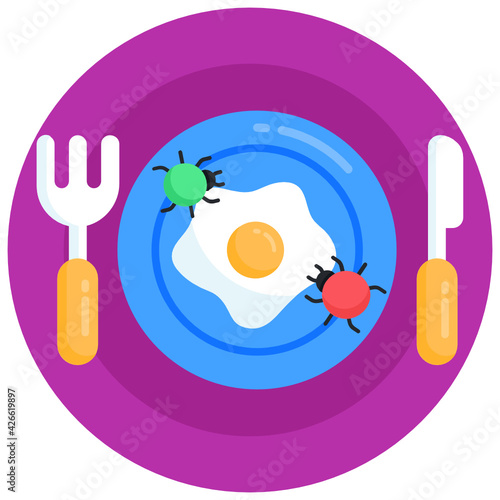 
An eating egg prank in flat round icon

