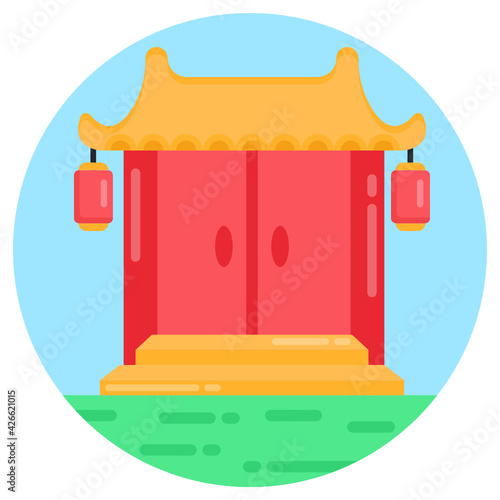 
Ming dynasty tomb building icon in colorful design 

