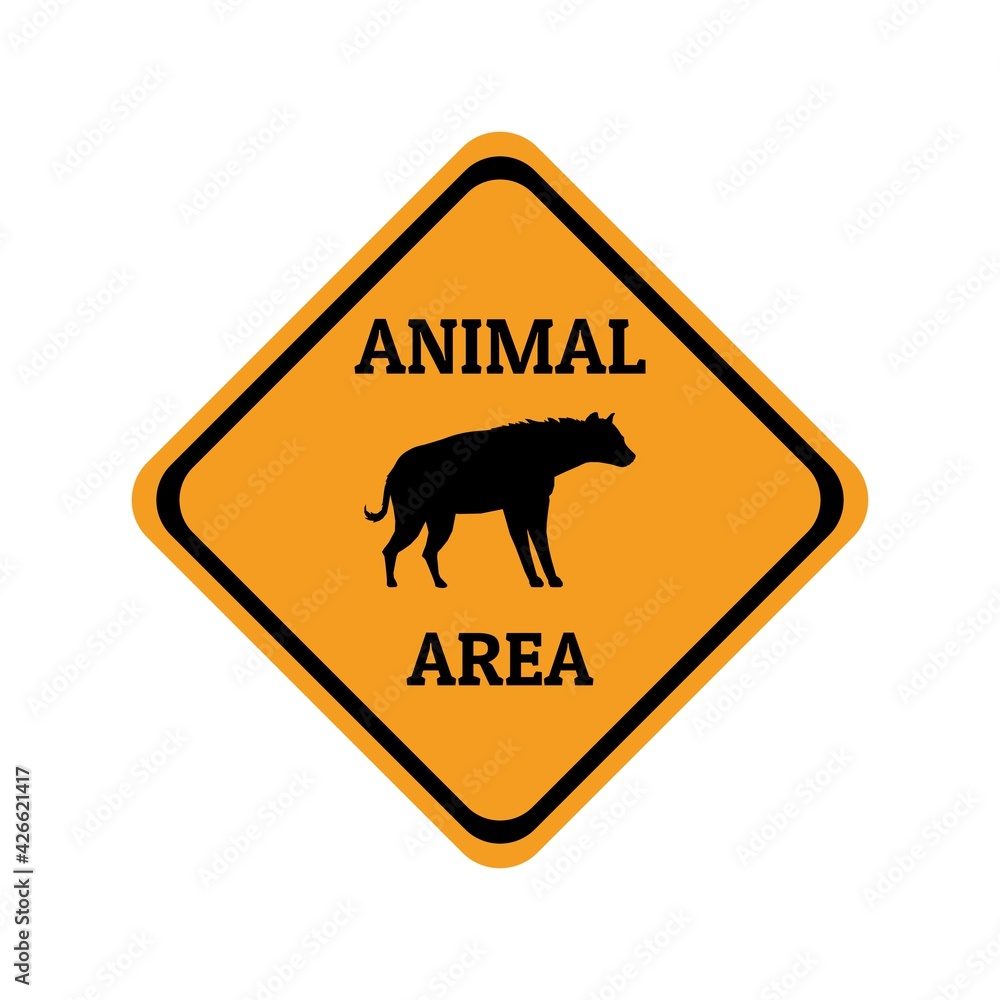 hyena animal warning traffic sign flat design vector illustration hyena animal warning traffic sign flat design vector illustration