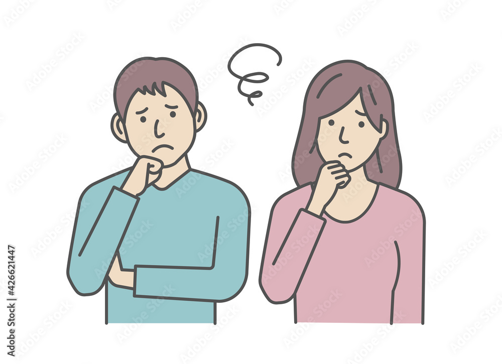 Vector Illustration of young man and woman (couple or family etc. ) in trouble or confused. Vector Illustration of young man and woman (couple or family etc. ) in trouble or confused.