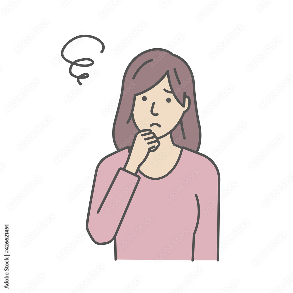 Vector Illustration of young woman in trouble or confused. Vector Illustration of young woman in trouble or confused.